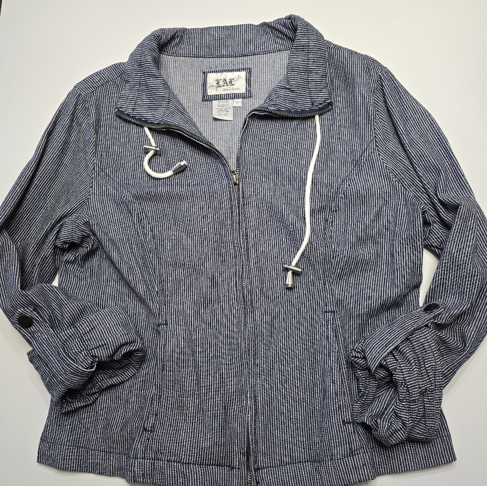 Live a Little Women's Navy Striped Utility Jacket